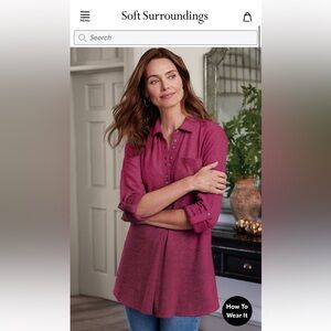 Soft Surroundings Mauve Pink Soft Fleece Long Sleeve Medium Tunic.          3079